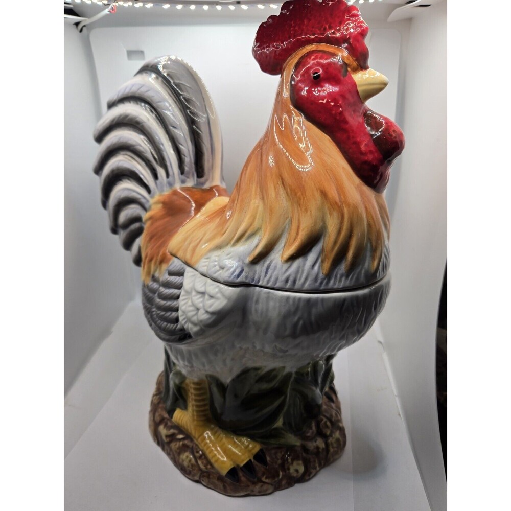 Vintage Jeffrey Banks David's Cookies Rooster Cookie Jar Canister